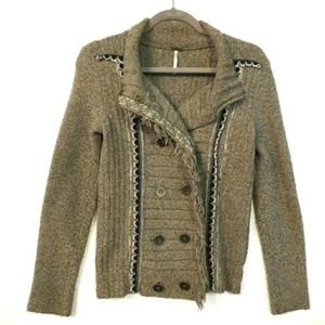 Free People fringe double breasted cardigan